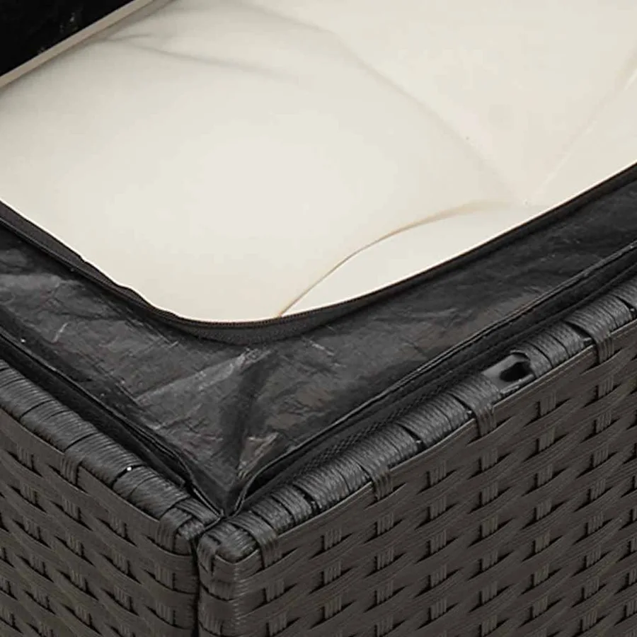 Salon de jardin 10 pcs avec coussins noir résine tressée - 7
