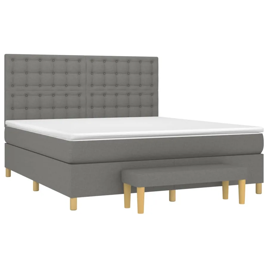 Sommier à lattes de lit avec matelas Gris foncé 160x200cm Tissu - 3