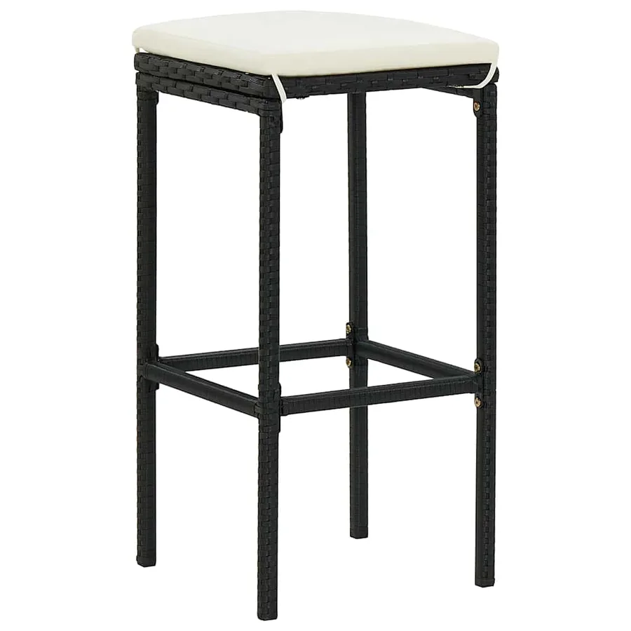Ensemble de bar de jardin 5 pcs noir bois massif acacia rotin - 4