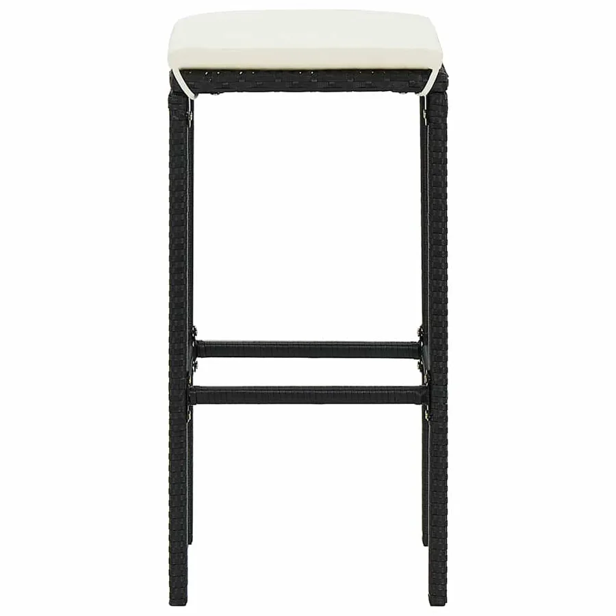 Ensemble de bar de jardin 5 pcs noir bois massif acacia rotin - 6