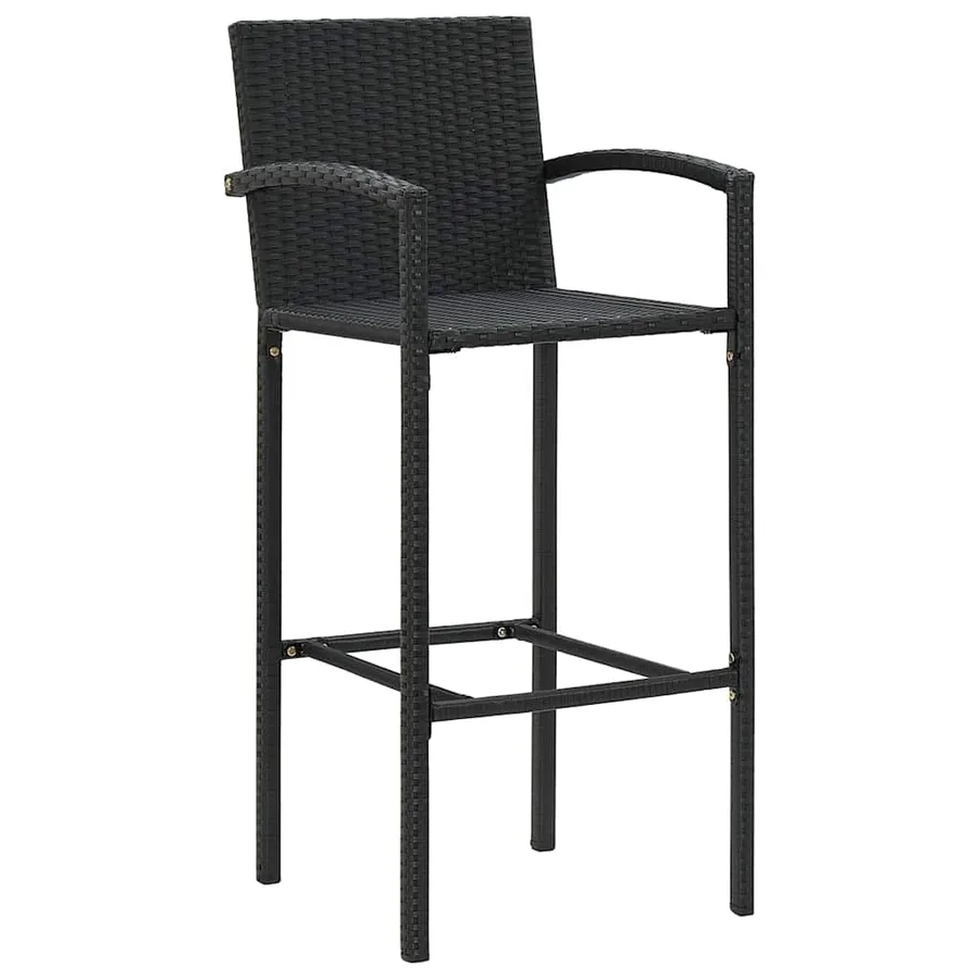 Ensemble de bar de jardin 5 pcs noir bois massif acacia rotin - 4