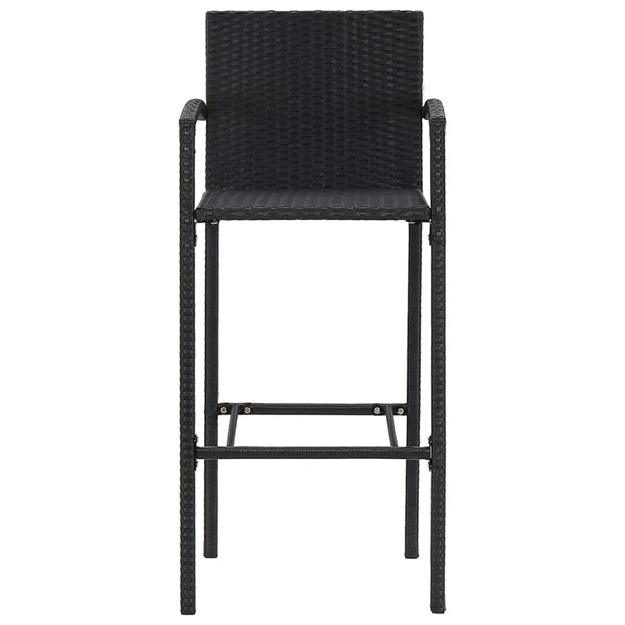 Ensemble de bar de jardin 5 pcs noir bois massif acacia rotin - 6