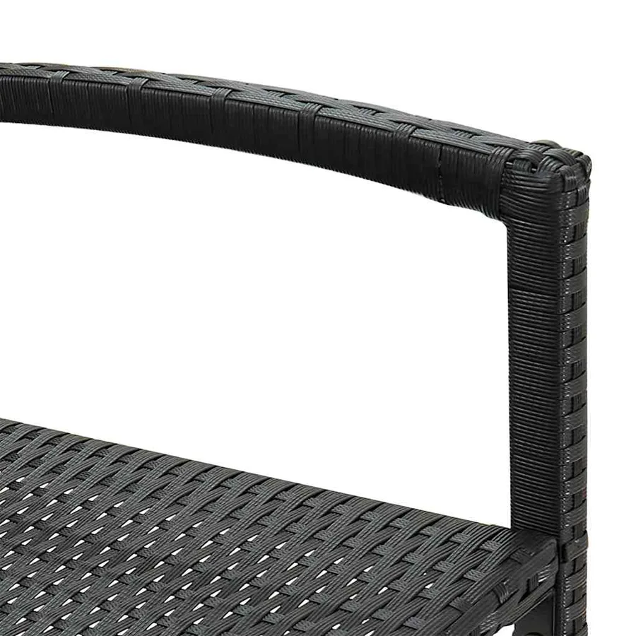 Ensemble de bar de jardin 5 pcs noir bois massif acacia rotin - 9