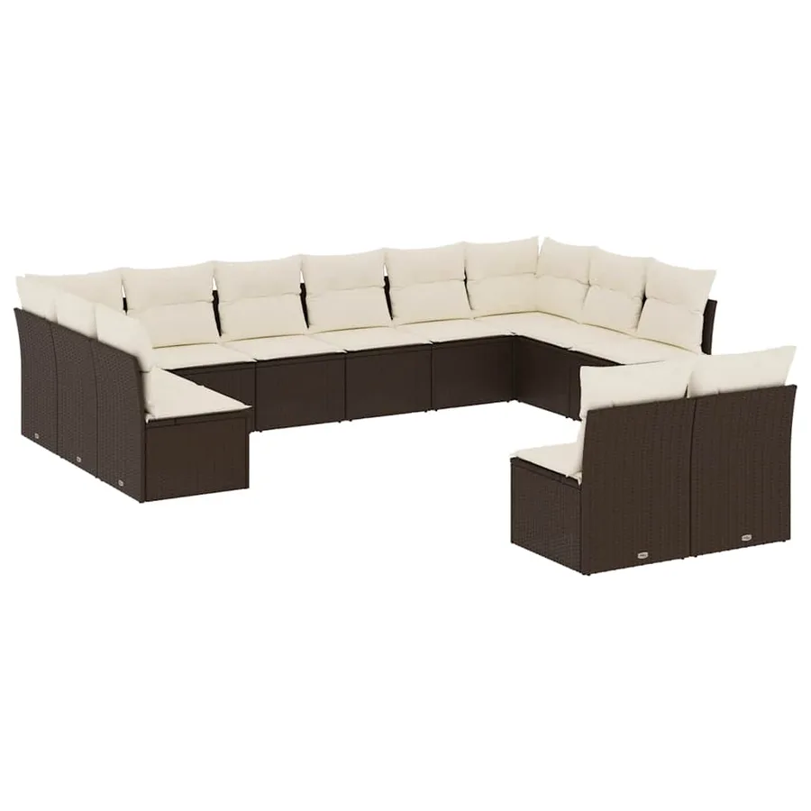 Salon de jardin avec coussins 12 pcs marron résine tressée - 2