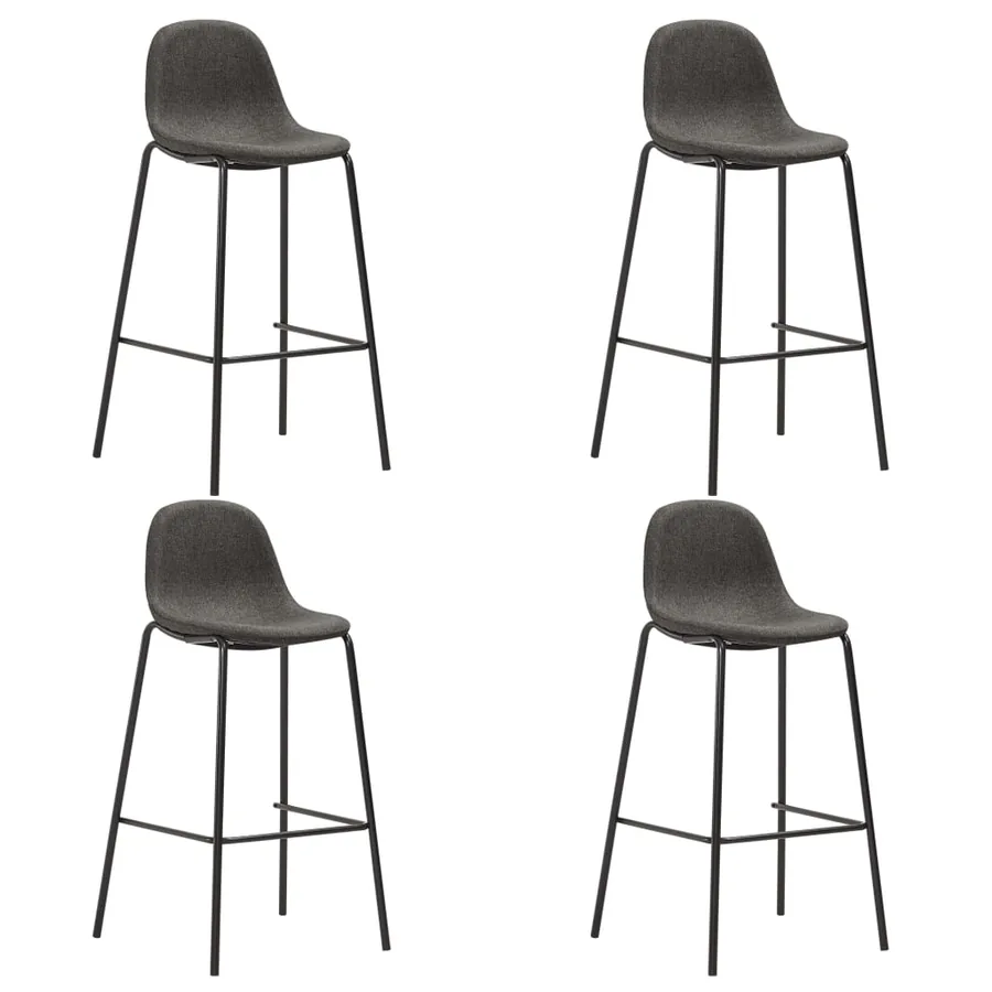 Chaises de bar lot de 4 gris foncé tissu