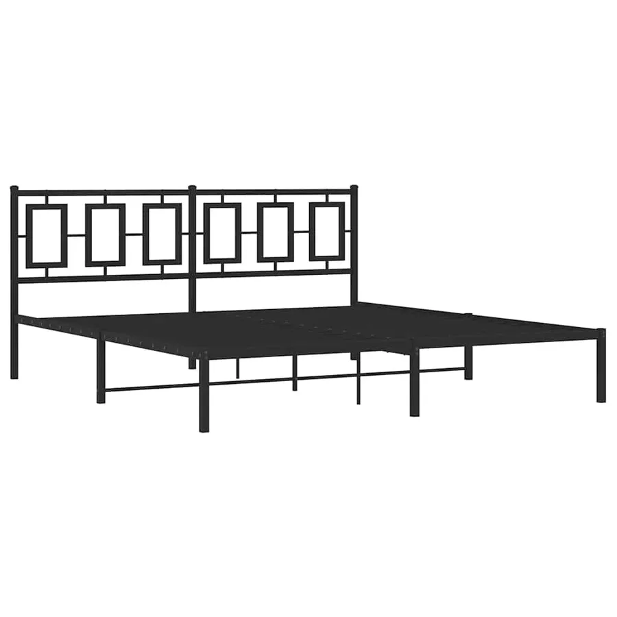 Cadre de lit métal sans matelas avec tête de lit noir 183x213cm - 3