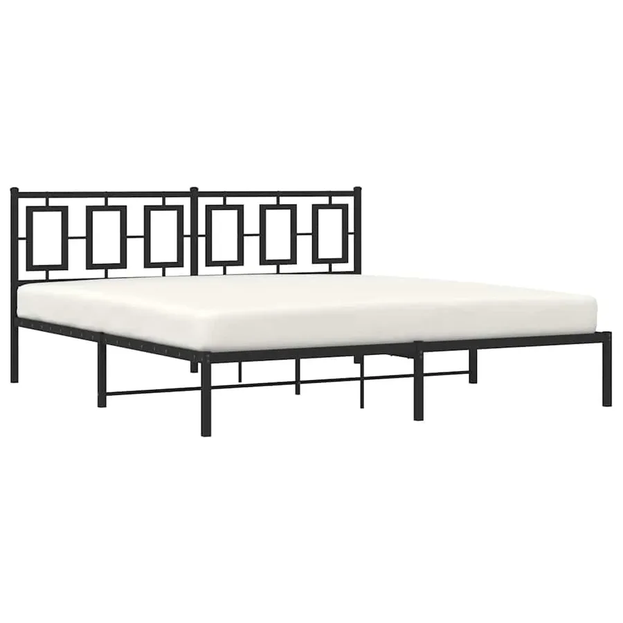 Cadre de lit métal sans matelas avec tête de lit noir 183x213cm - 4