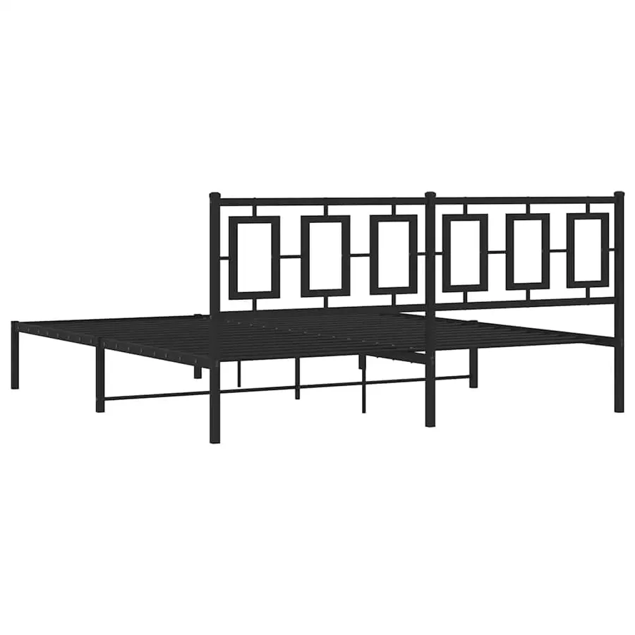 Cadre de lit métal sans matelas avec tête de lit noir 183x213cm - 7