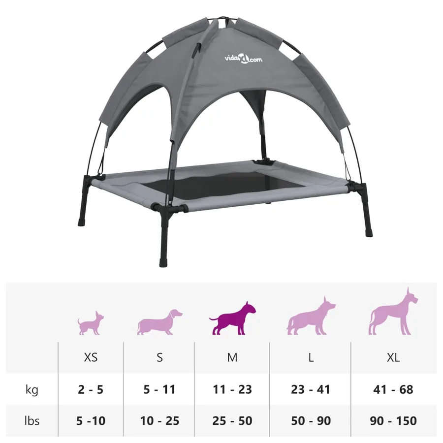 Lit pour chien avec auvent anthracite tissu Oxford et acier - 10
