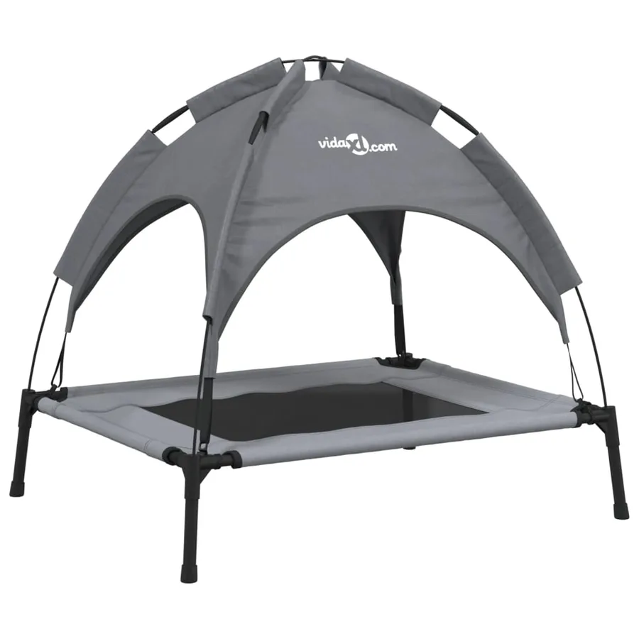 Lit pour chien avec auvent anthracite tissu Oxford et acier - 2