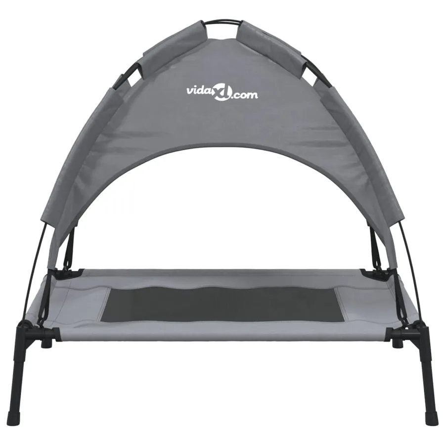 Lit pour chien avec auvent anthracite tissu Oxford et acier - 4