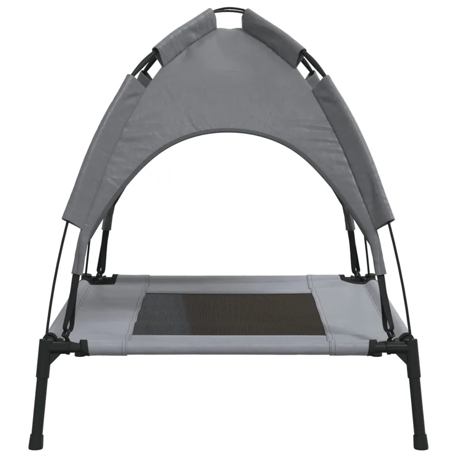 Lit pour chien avec auvent anthracite tissu Oxford et acier - 5