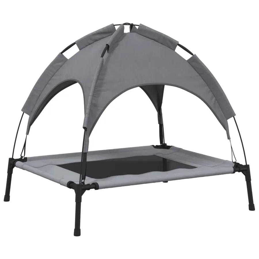 Lit pour chien avec auvent anthracite tissu Oxford et acier - 6