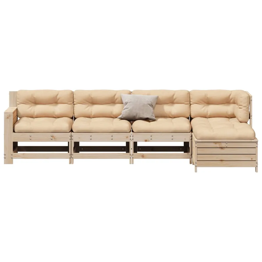 Salon de jardin 5 pcs avec coussins Bois de pin massif - 3