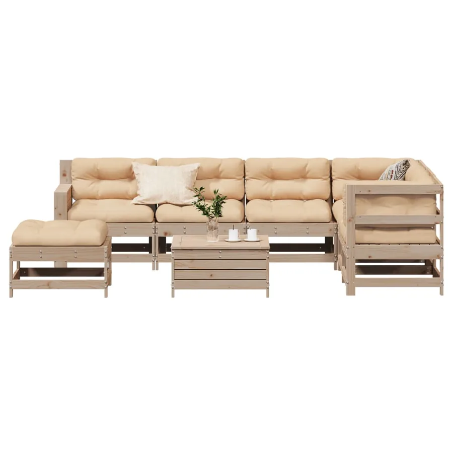 Salon de jardin 8 pcs avec coussins Bois de pin massif