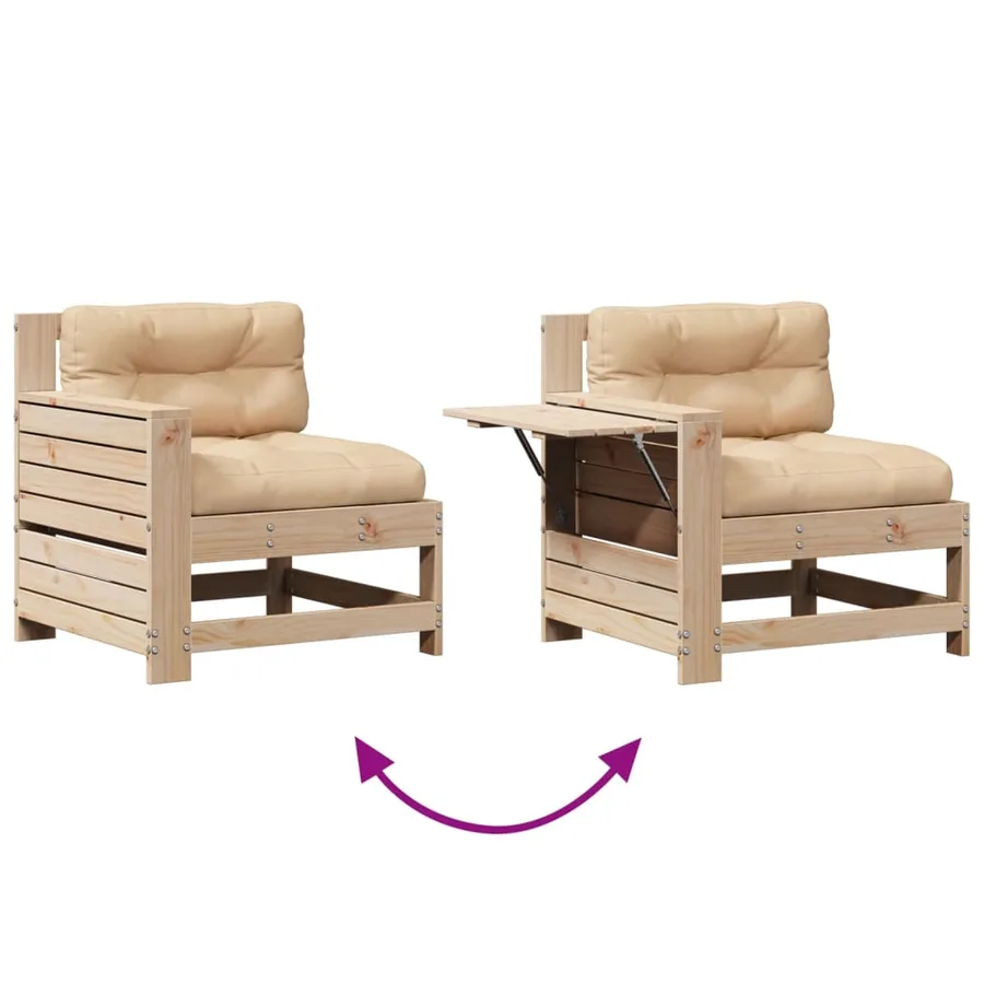 Salon de jardin 8 pcs avec coussins Bois de pin massif - 8