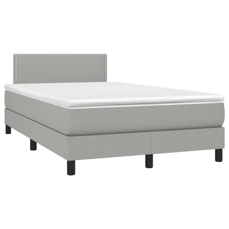 Sommier à lattes de lit matelas LED gris clair 120x190 cm tissu - 3