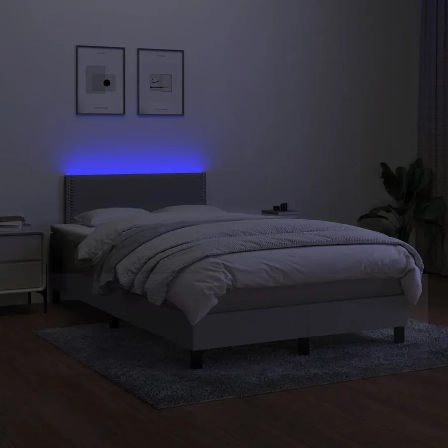 Sommier à lattes de lit matelas LED gris clair 120x190 cm tissu - 4