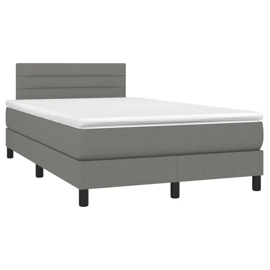 Sommier à lattes de lit matelas LED gris foncé 120x190 cm tissu - 3