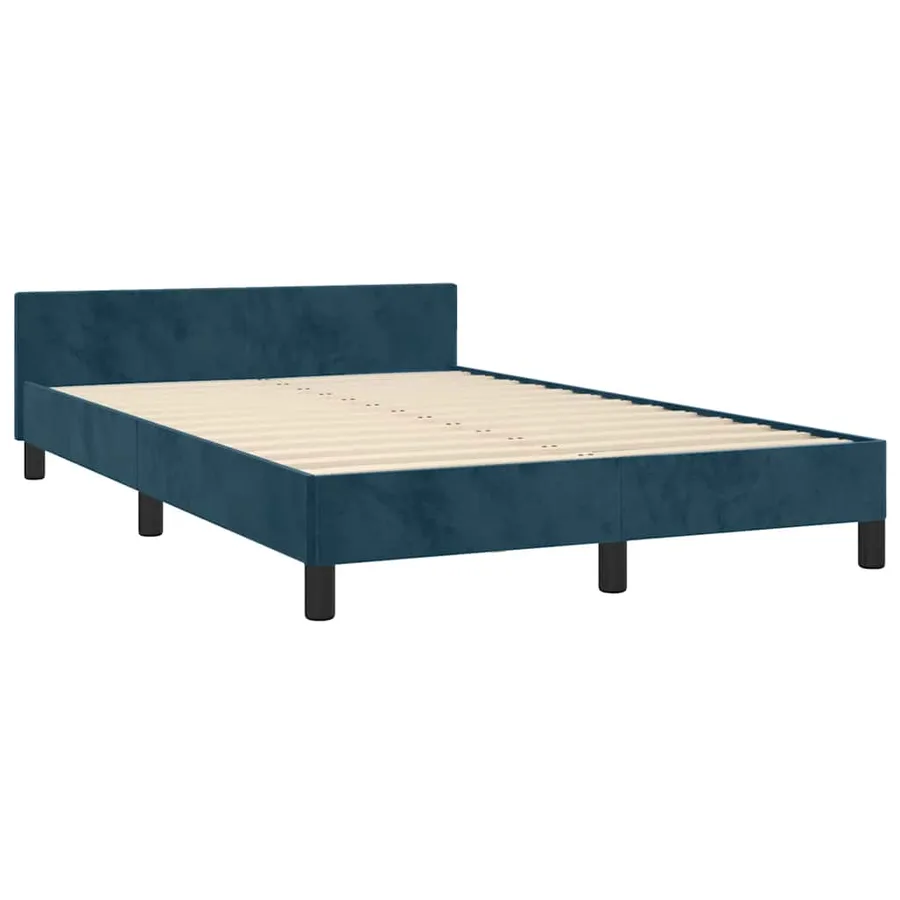 Cadre de lit sans matelas bleu foncé 120x190 cm velours - 5
