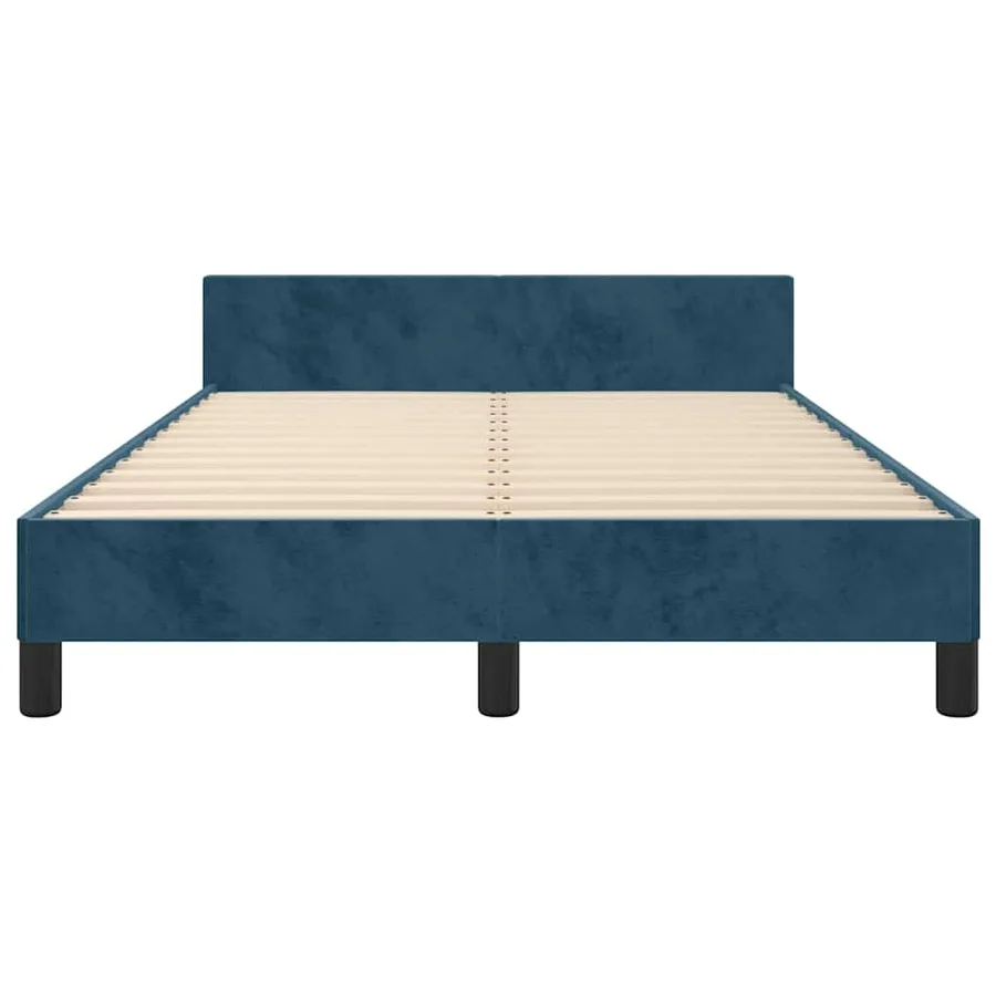 Cadre de lit sans matelas bleu foncé 120x190 cm velours - 6