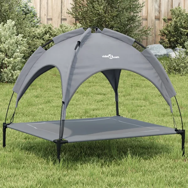Lit pour chien avec auvent anthracite tissu Oxford et acier