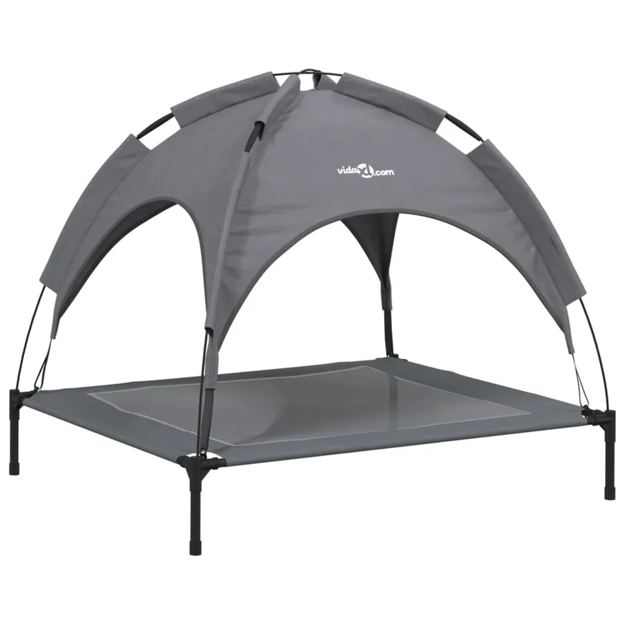 Lit pour chien avec auvent anthracite tissu Oxford et acier - 2
