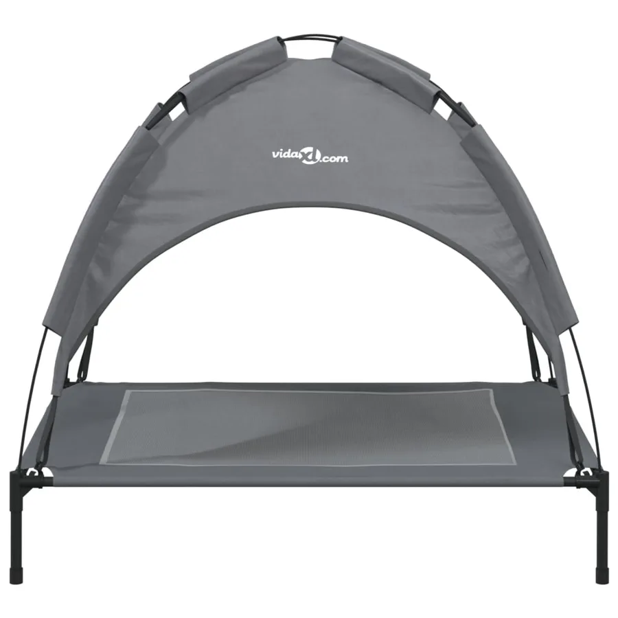 Lit pour chien avec auvent anthracite tissu Oxford et acier - 4