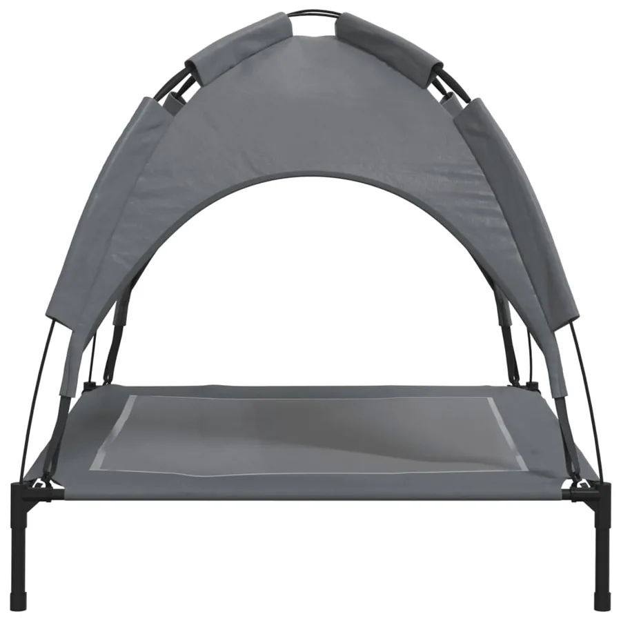 Lit pour chien avec auvent anthracite tissu Oxford et acier - 5
