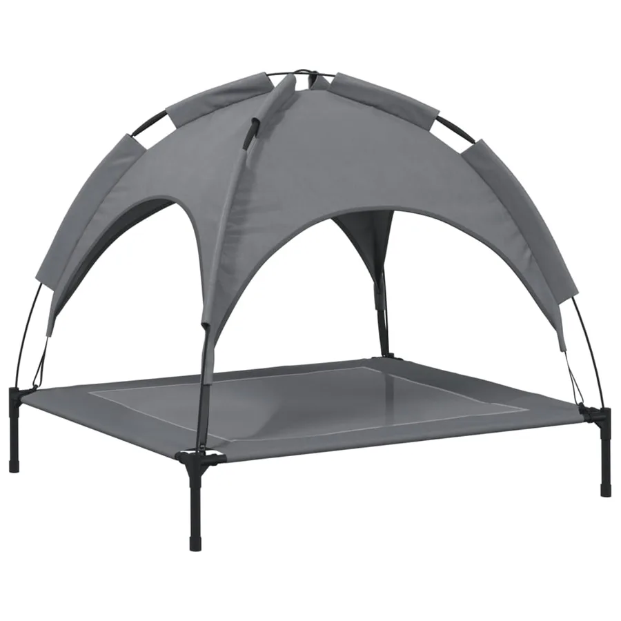 Lit pour chien avec auvent anthracite tissu Oxford et acier - 6