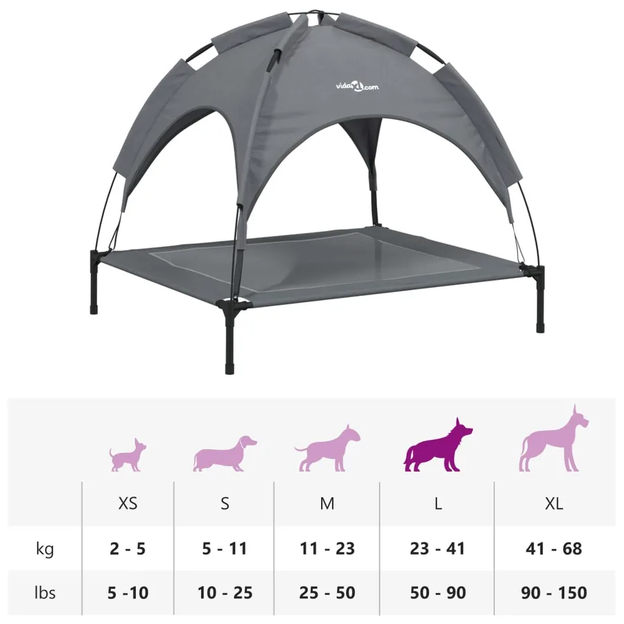 Lit pour chien avec auvent anthracite tissu Oxford et acier - 9