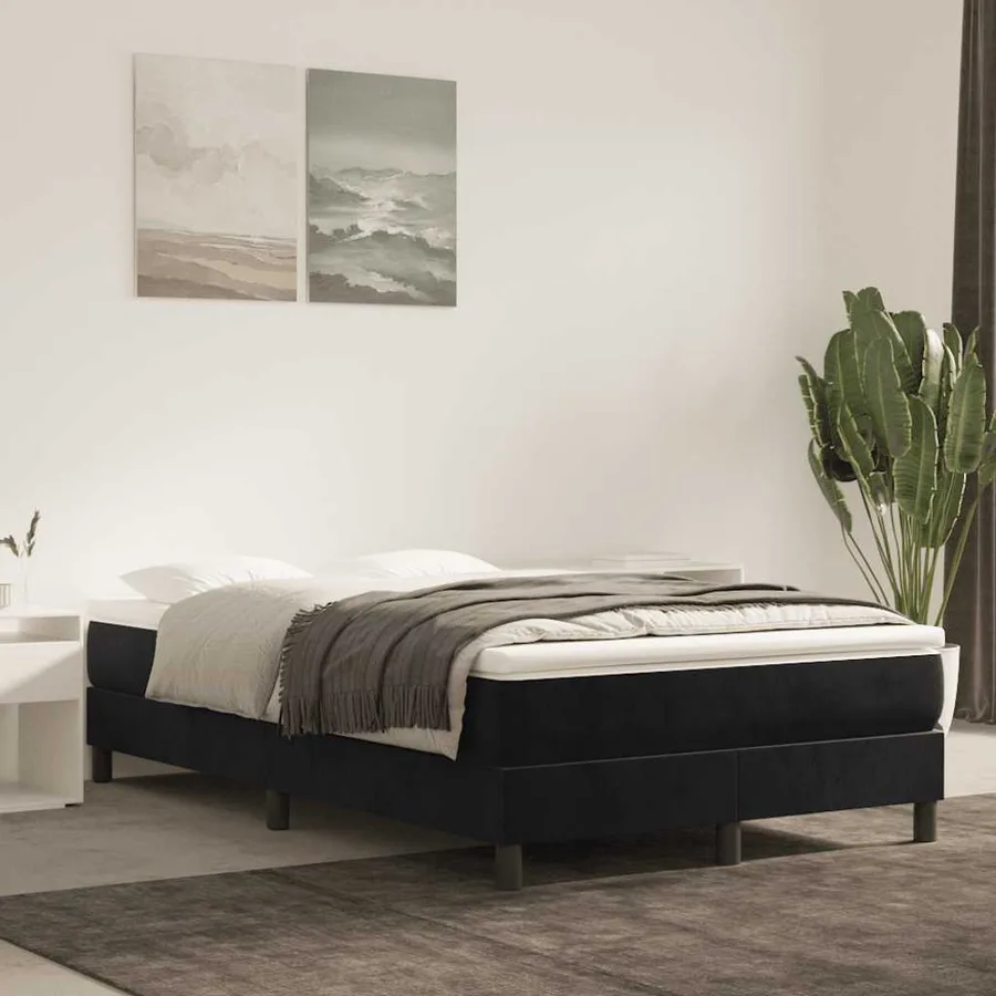 Sommier à lattes de lit avec matelas noir 120x190 cm velours - 3