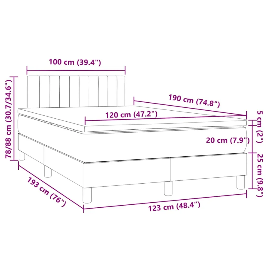 Sommier à lattes de lit avec matelas LED vert foncé 120x190 cm - 11