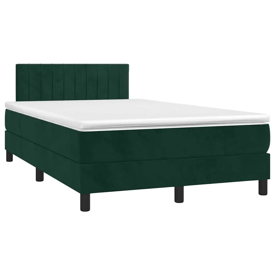 Sommier à lattes de lit avec matelas LED vert foncé 120x190 cm - 3