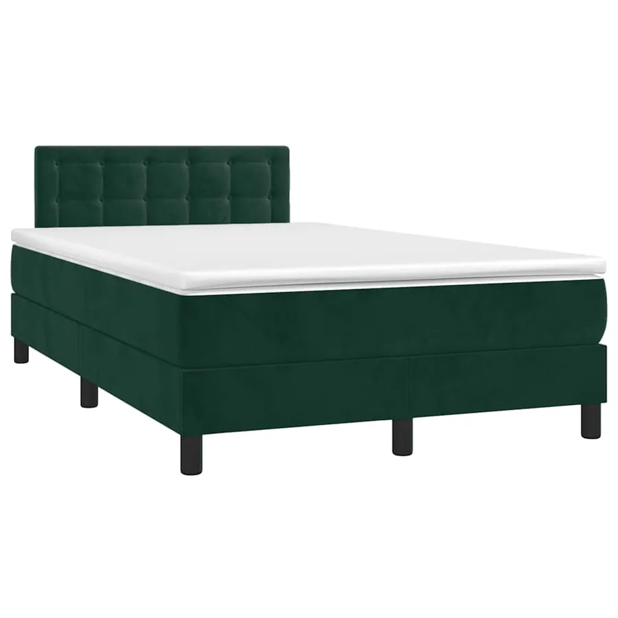 Sommier à lattes de lit avec matelas LED vert foncé 120x190 cm - 3