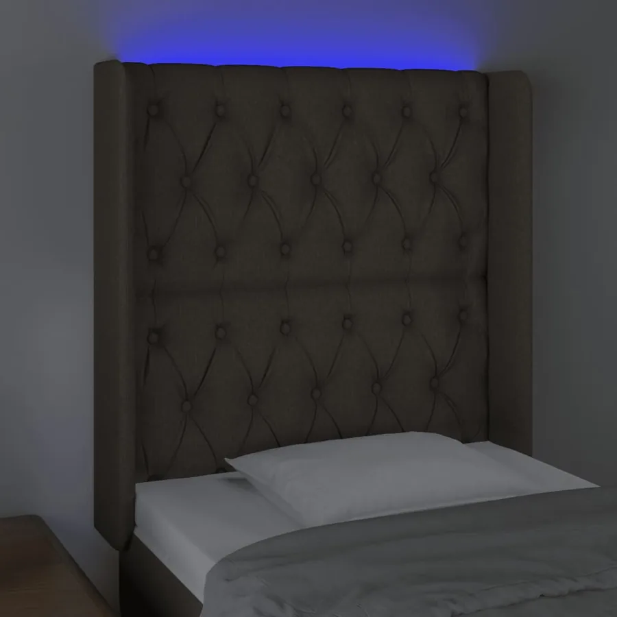 Tête de lit à LED Taupe 83x16x118/128 cm Tissu - 4