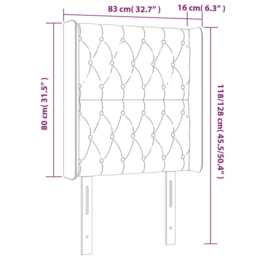 Tête de lit à LED Taupe 83x16x118/128 cm Tissu - 6