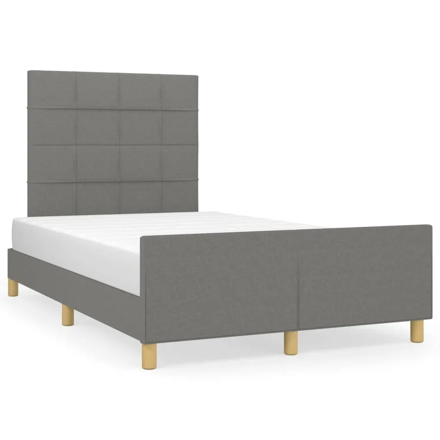 Cadre de lit sans matelas gris foncé 120x190 cm tissu - 2