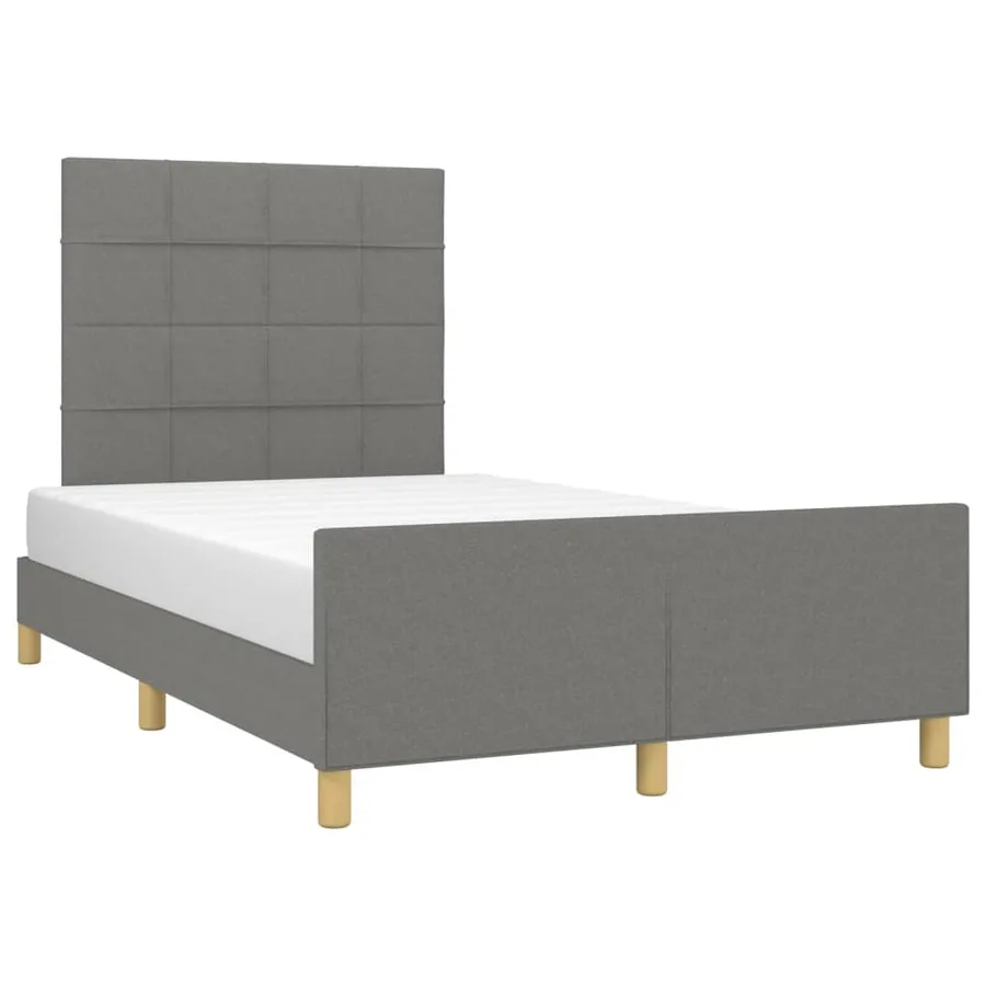 Cadre de lit sans matelas gris foncé 120x190 cm tissu - 4