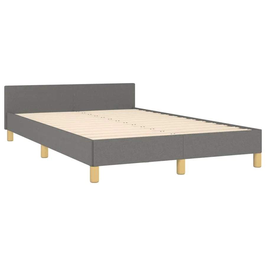 Cadre de lit sans matelas gris foncé 120x190 cm tissu - 5