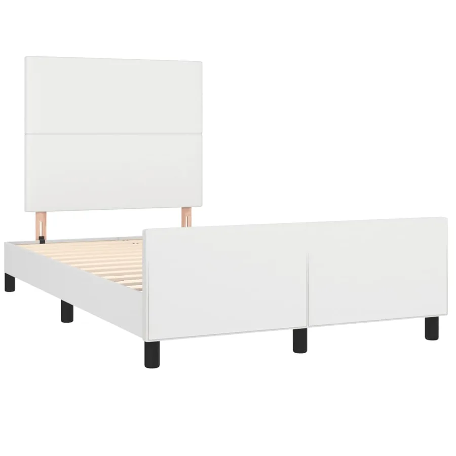 Cadre de lit sans matelas blanc 120x190 cm similicuir - 3