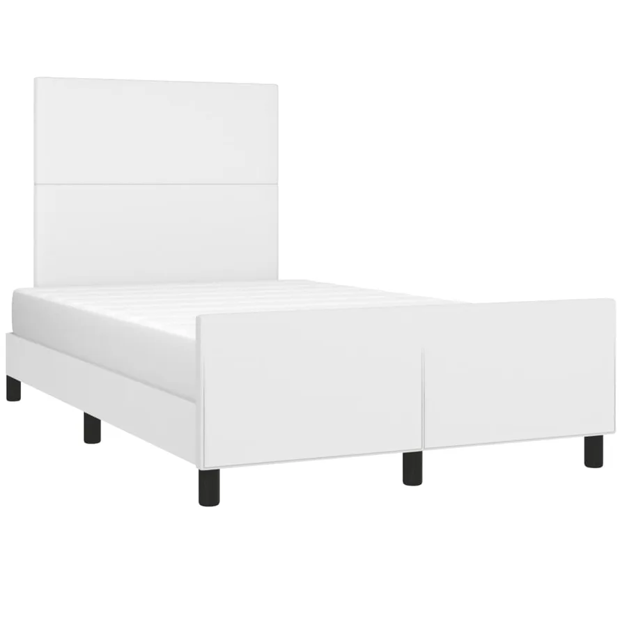 Cadre de lit sans matelas blanc 120x190 cm similicuir - 4