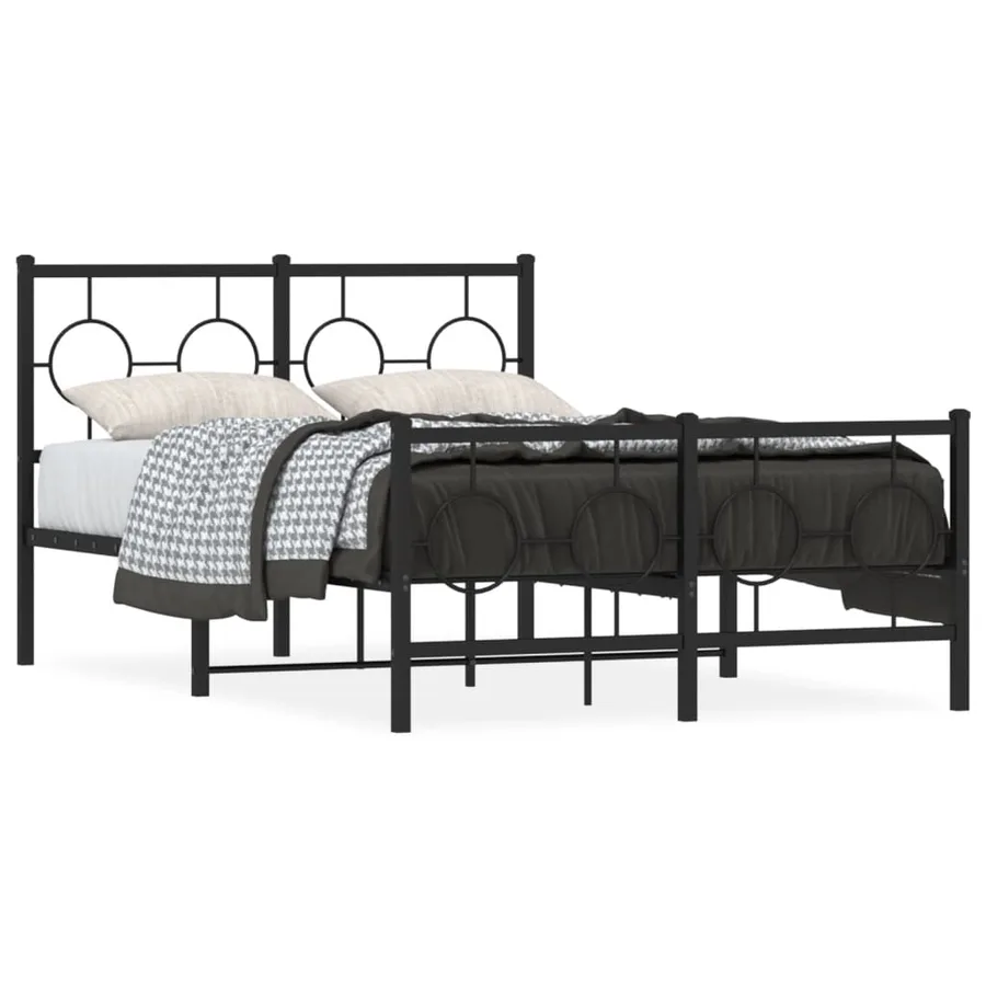 Cadre de lit métal sans matelas avec pied de lit noir 120x190cm - 2