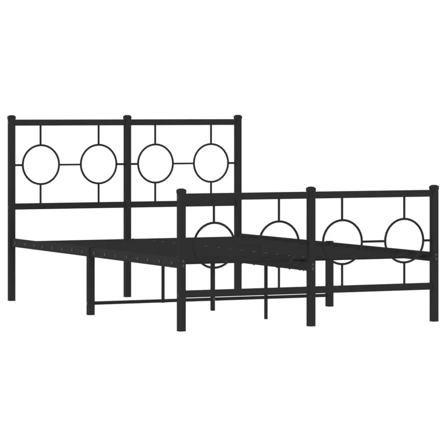 Cadre de lit métal sans matelas avec pied de lit noir 120x190cm - 3
