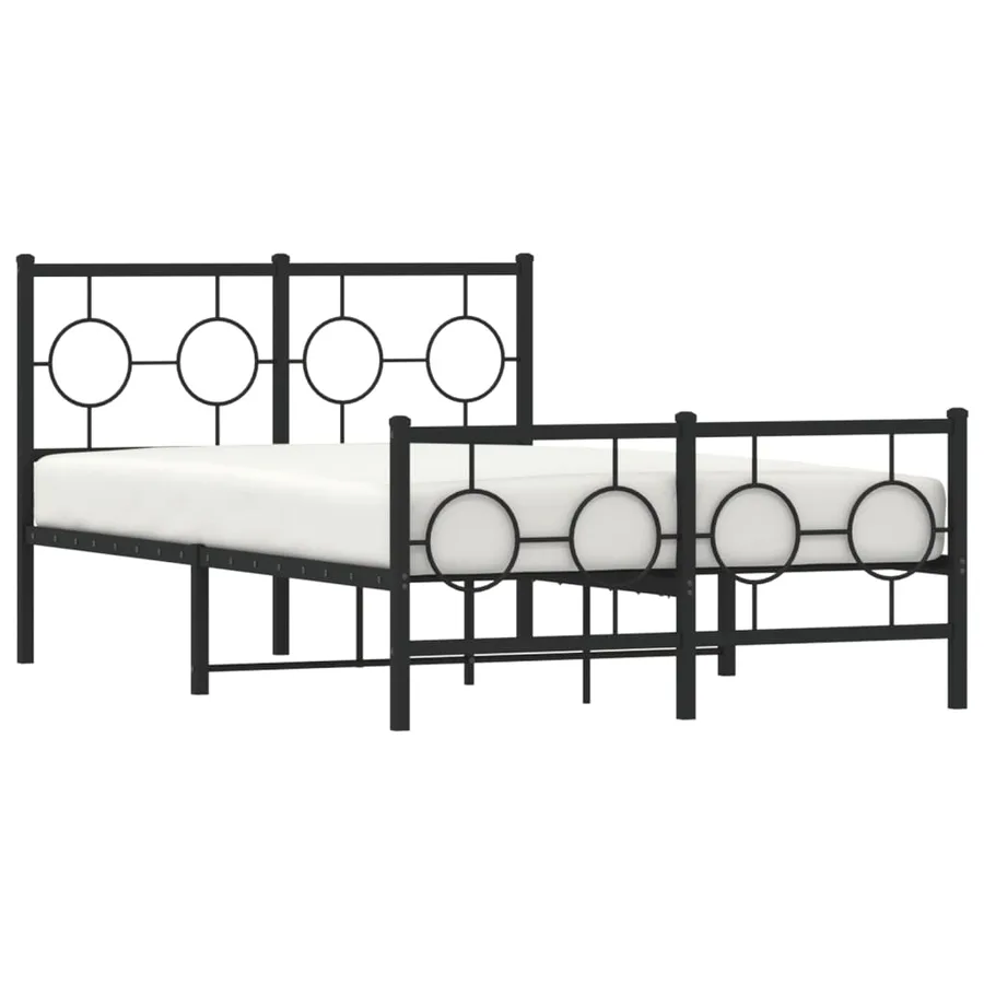 Cadre de lit métal sans matelas avec pied de lit noir 120x190cm - 4