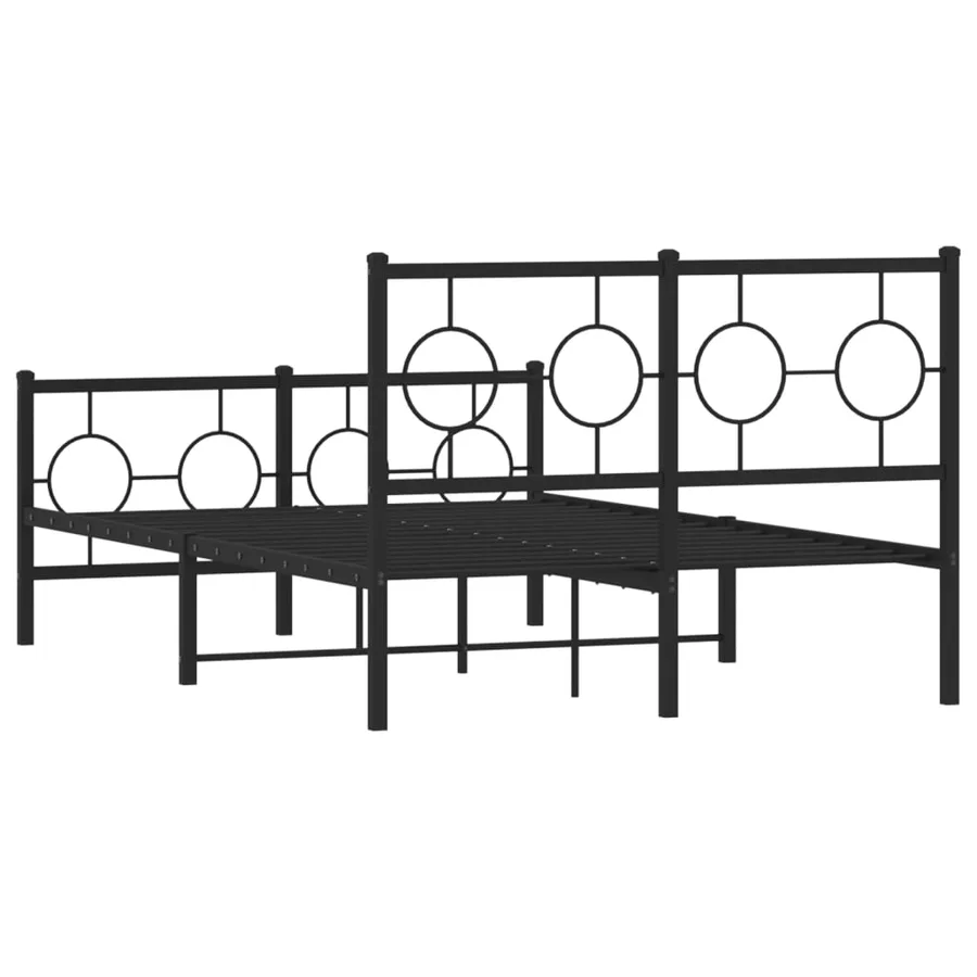 Cadre de lit métal sans matelas avec pied de lit noir 120x190cm - 7