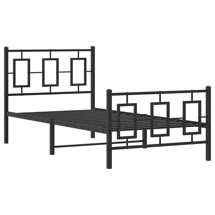 Cadre de lit métal sans matelas avec pied de lit noir 90x200 cm - 3