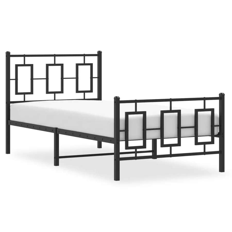 Cadre de lit métal sans matelas avec pied de lit noir 90x200 cm - 4