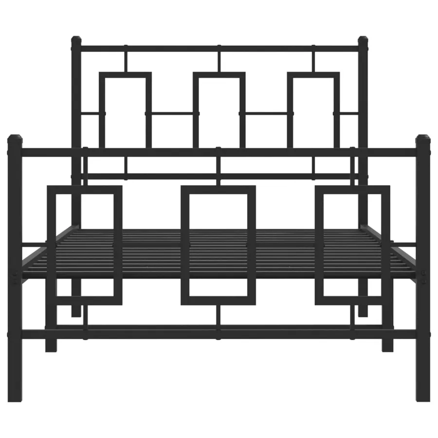Cadre de lit métal sans matelas avec pied de lit noir 90x200 cm - 5