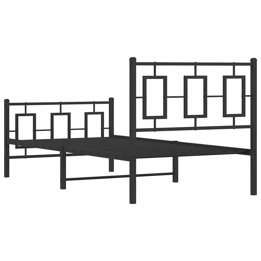 Cadre de lit métal sans matelas avec pied de lit noir 90x200 cm - 7